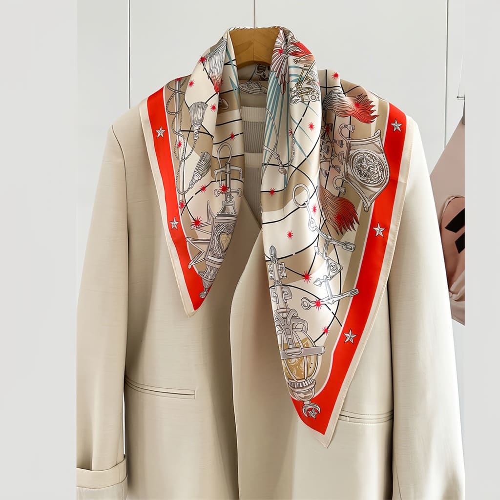 MaraSilk Pure Mulberry Silk Scarf - Square Crepe Satin MS845