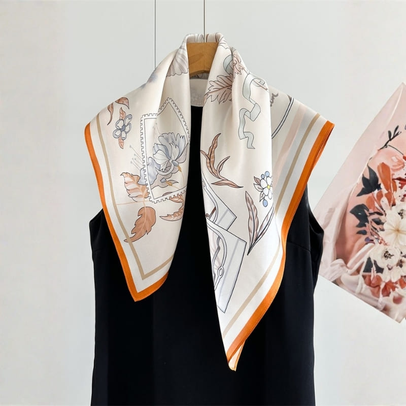 MaraSilk Pure Mulberry Silk Scarf - Square Crepe Satin MS852