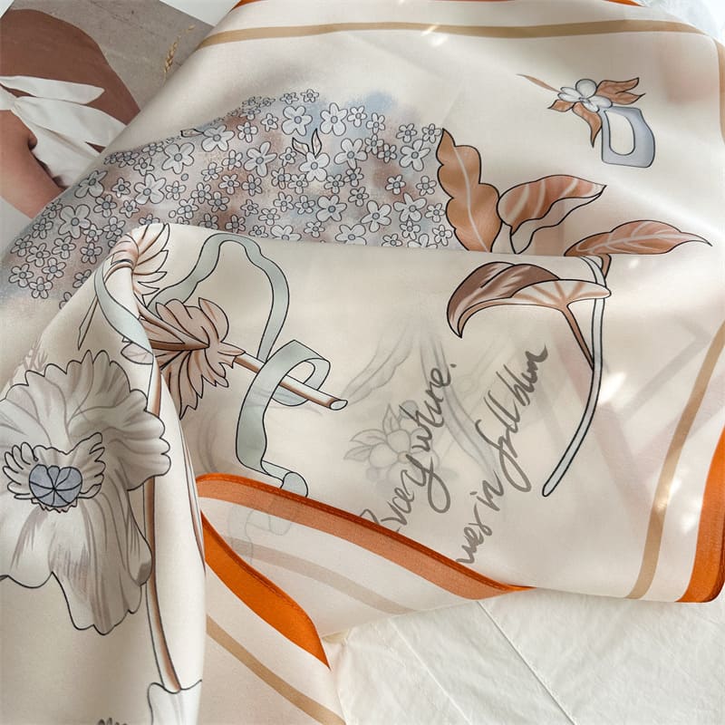 MaraSilk Pure Mulberry Silk Scarf - Square Crepe Satin MS852