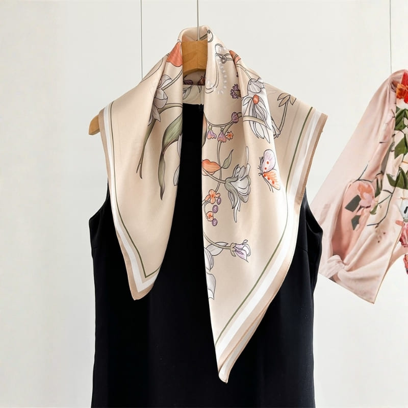 MaraSilk Pure Mulberry Silk Scarf - Square Crepe Satin MS852