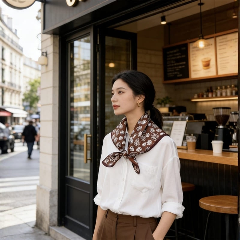 MaraSilk Pure Mulberry Silk Scarf - Square Crepe Satin MS881