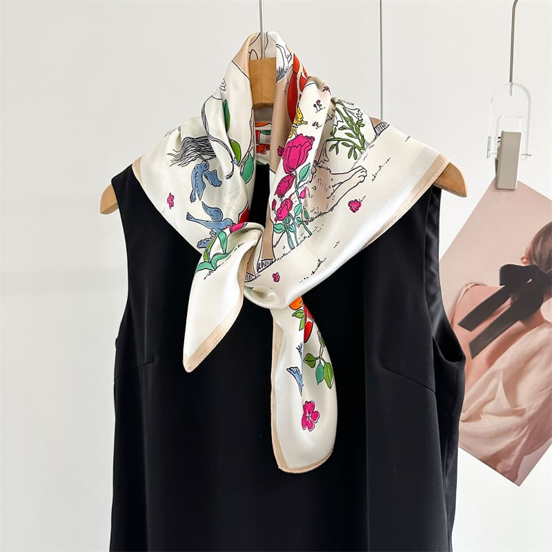 MaraSilk Pure Mulberry Silk Scarf - Square Crepe Satin MS882