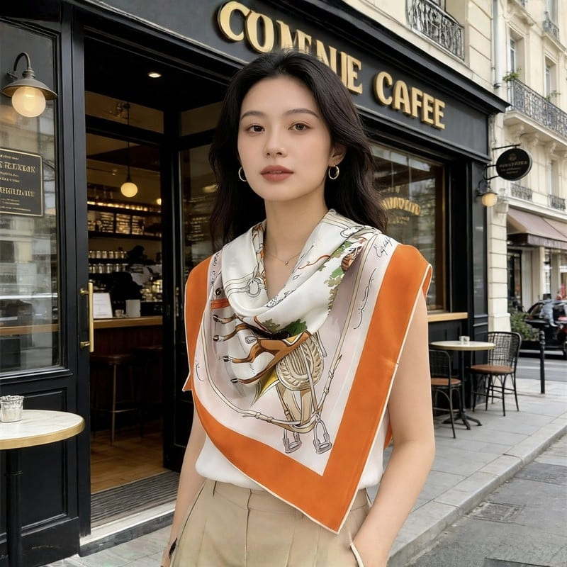 MaraSilk Pure Mulberry Silk Scarf - Square Crepe Satin MS889
