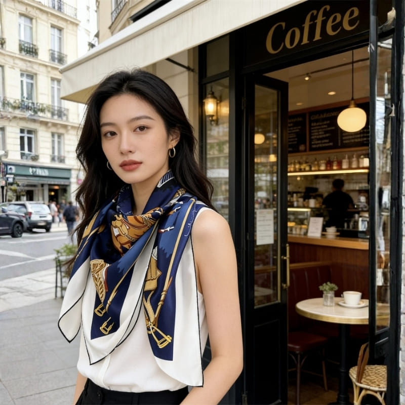MaraSilk Pure Mulberry Silk Scarf - Square Crepe Satin MS889