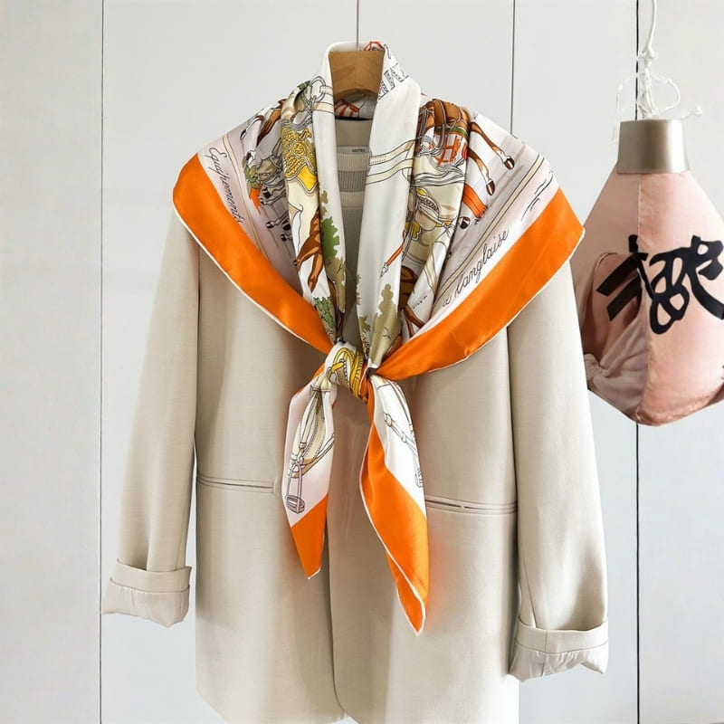 MaraSilk Pure Mulberry Silk Scarf - Square Crepe Satin MS889