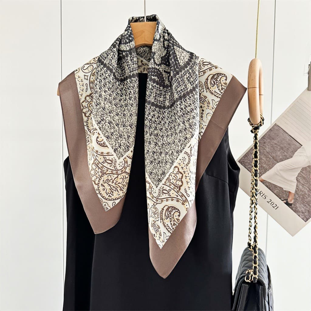 MaraSilk Pure Mulberry Silk Scarf - Square Crepe Satin MS89