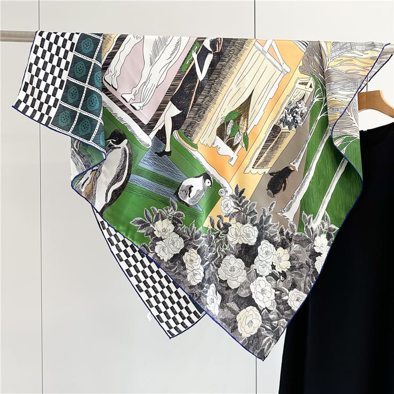 MaraSilk Pure Mulberry Silk Scarf - Square Crepe Satin MS933