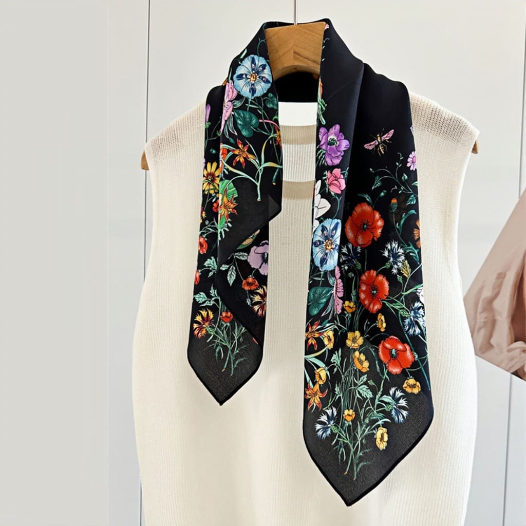 MaraSilk Pure Mulberry Silk Scarf - Square Double Crepe MS243