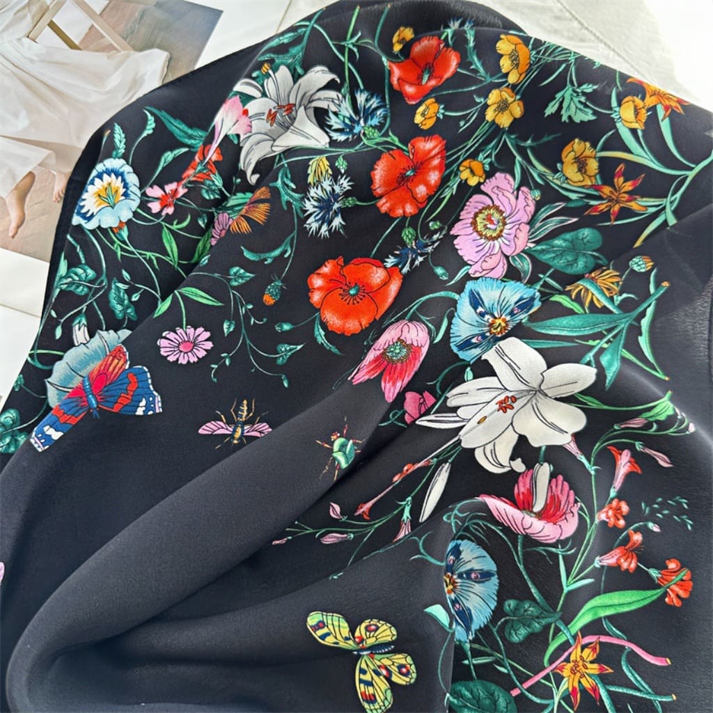 MaraSilk Pure Mulberry Silk Scarf - Square Double Crepe MS243