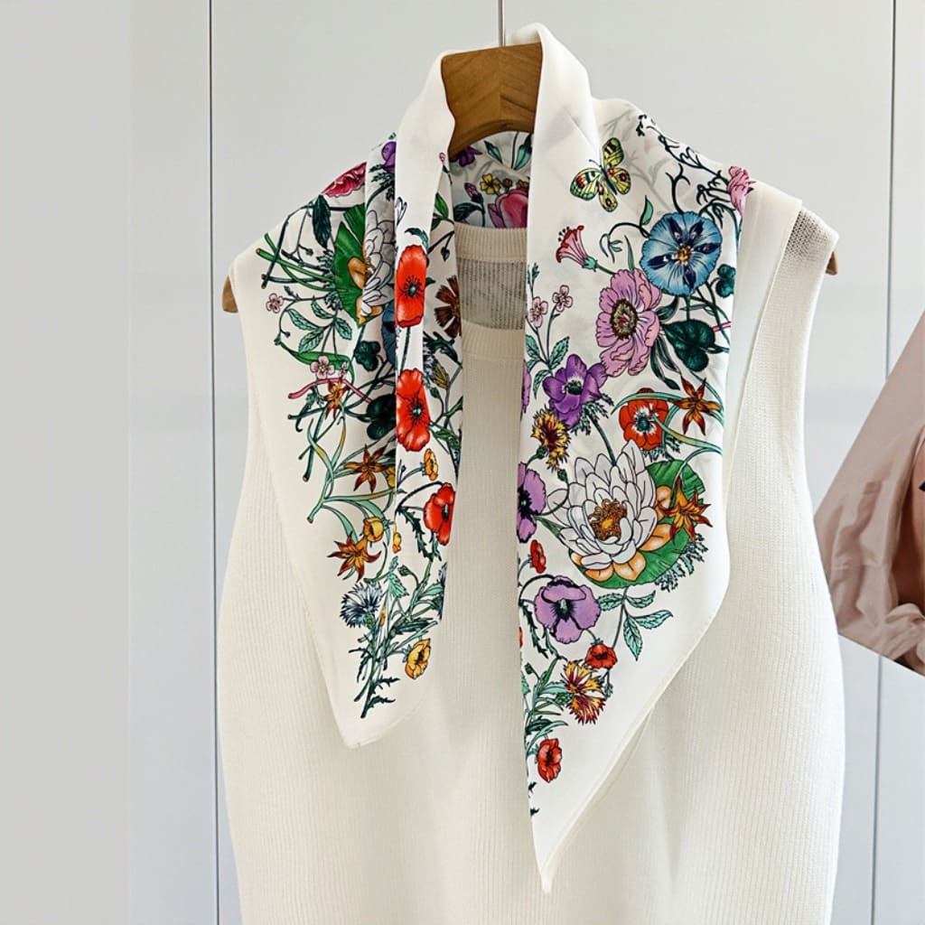 MaraSilk Pure Mulberry Silk Scarf - Square Double Crepe MS243