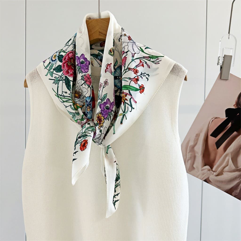 MaraSilk Pure Mulberry Silk Scarf - Square Double Crepe MS243