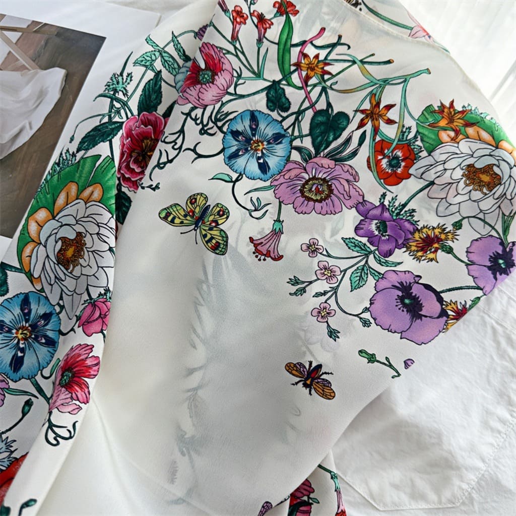 MaraSilk Pure Mulberry Silk Scarf - Square Double Crepe MS243