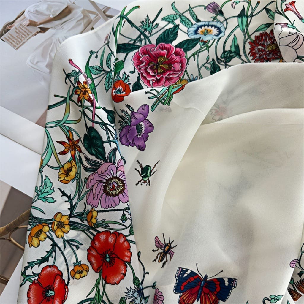 MaraSilk Pure Mulberry Silk Scarf - Square Double Crepe MS243