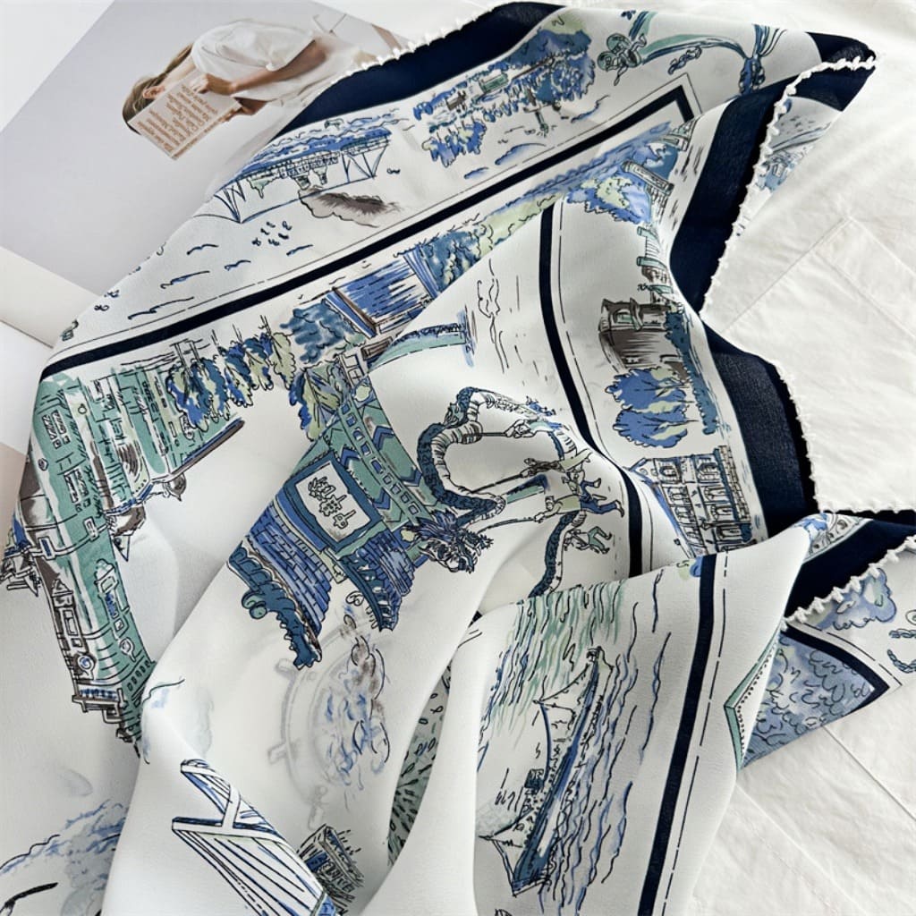 MaraSilk Pure Mulberry Silk Scarf - Square Double Crepe MS253