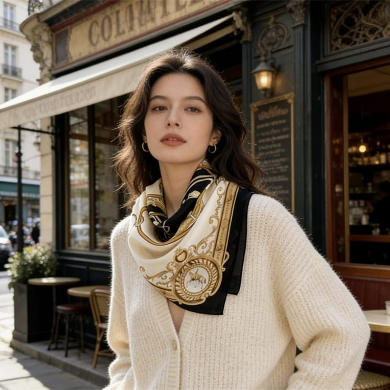 MaraSilk Pure Mulberry Silk Scarf - Square Double Crepe MS892