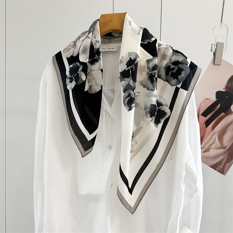 MaraSilk Pure Mulberry Silk Scarf - Square Double Crepe MS893