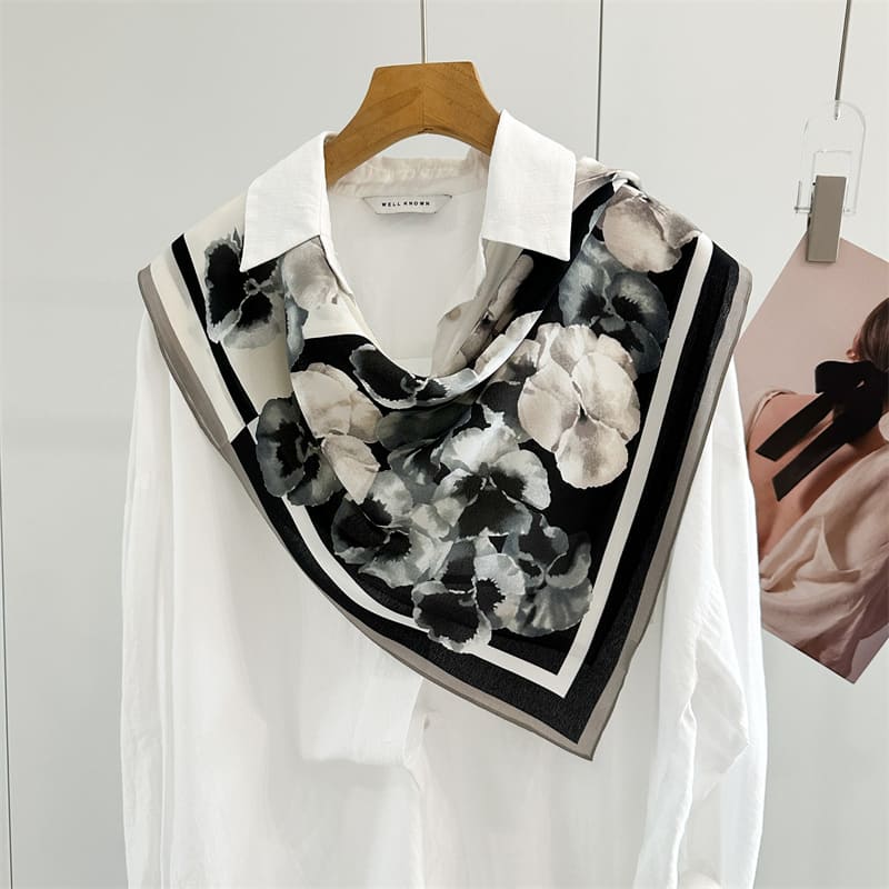 MaraSilk Pure Mulberry Silk Scarf - Square Double Crepe MS893