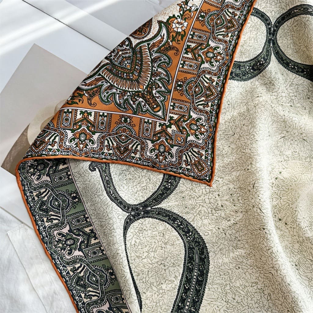 MaraSilk Pure Mulberry Silk Scarf - Square Italian Jacquard MS276