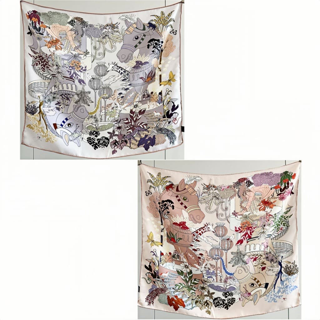 MaraSilk Pure Mulberry Silk Scarf - Square Italian Jacquard MS276 25" x 25" MS27603