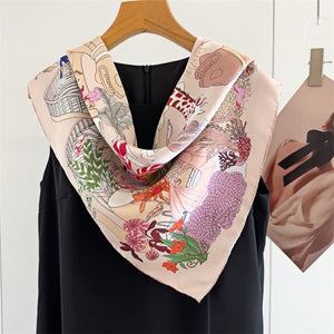 MaraSilk Pure Mulberry Silk Scarf - Square Italian Jacquard MS276