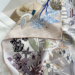 MaraSilk Pure Mulberry Silk Scarf - Square Italian Jacquard MS276