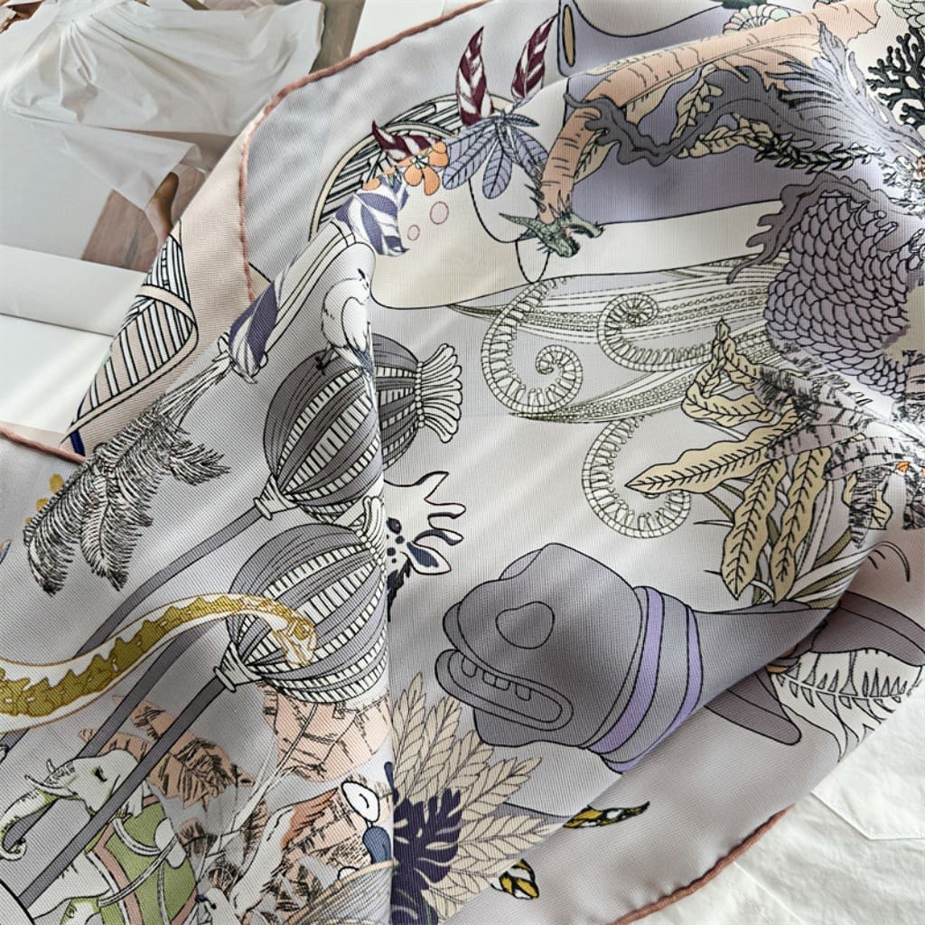 MaraSilk Pure Mulberry Silk Scarf - Square Italian Jacquard MS276