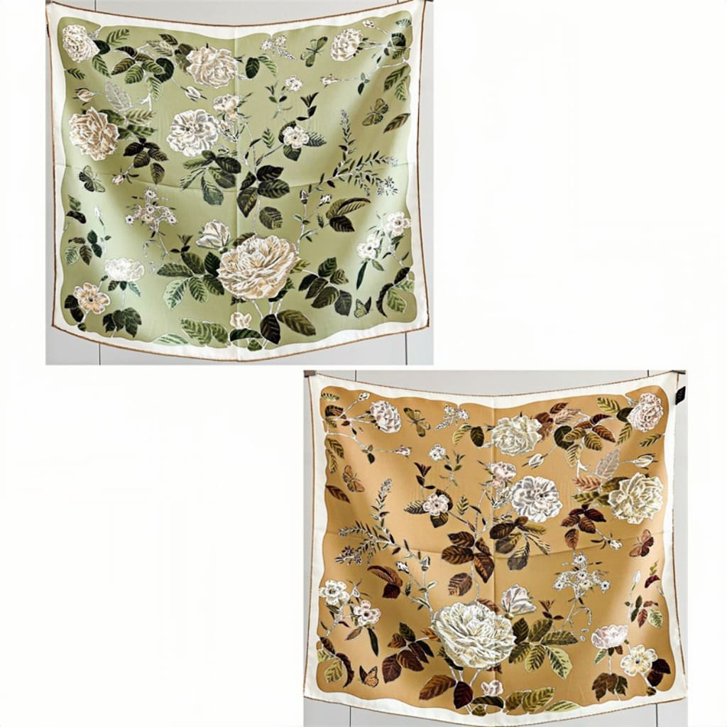 MaraSilk Pure Mulberry Silk Scarf - Square Italian Jacquard MS276 25" x 25" MS27604