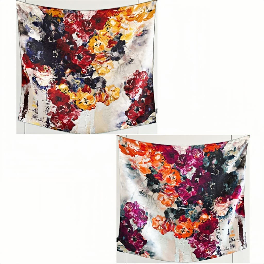 MaraSilk Pure Mulberry Silk Scarf - Square Italian Jacquard MS276 25" x 25" MS27605