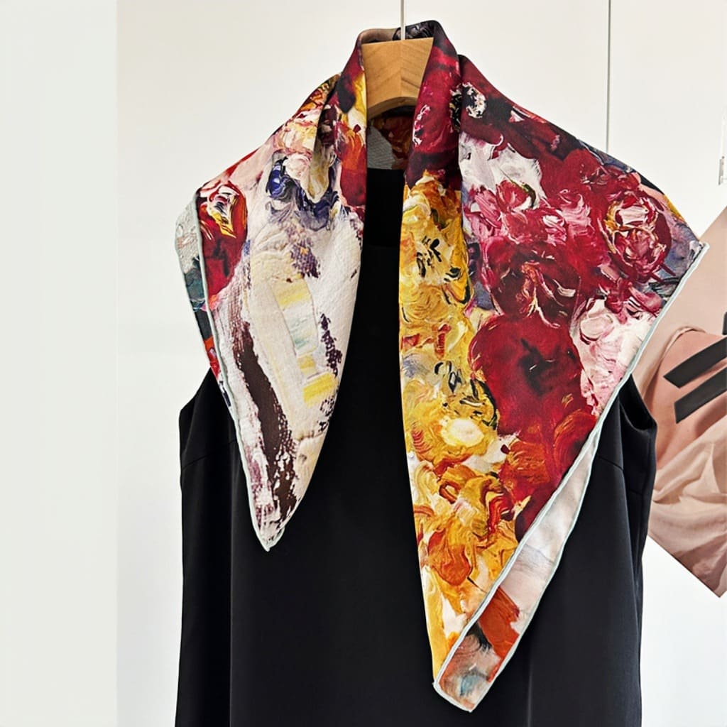 MaraSilk Pure Mulberry Silk Scarf - Square Italian Jacquard MS276