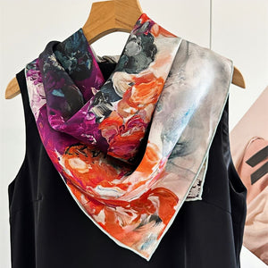 MaraSilk Pure Mulberry Silk Scarf - Square Italian Jacquard MS276