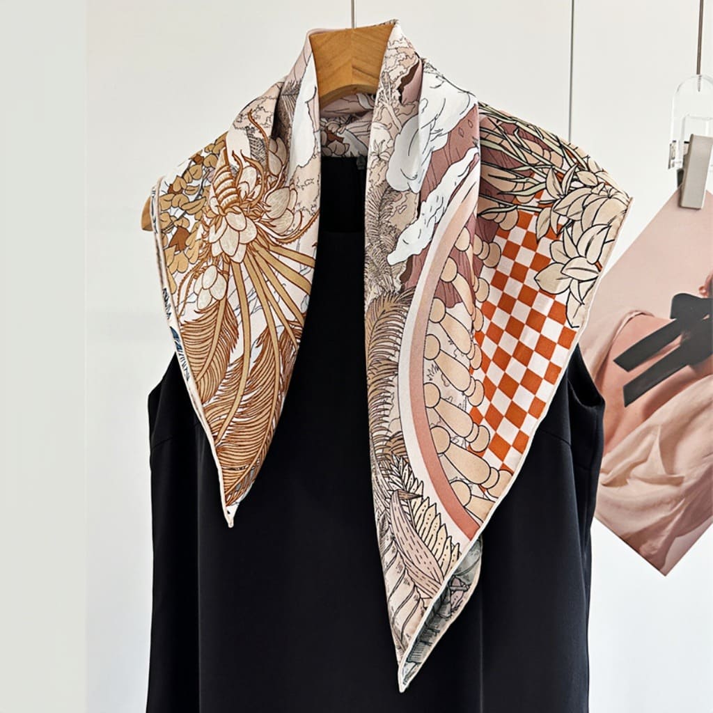 MaraSilk Pure Mulberry Silk Scarf - Square Italian Jacquard MS276