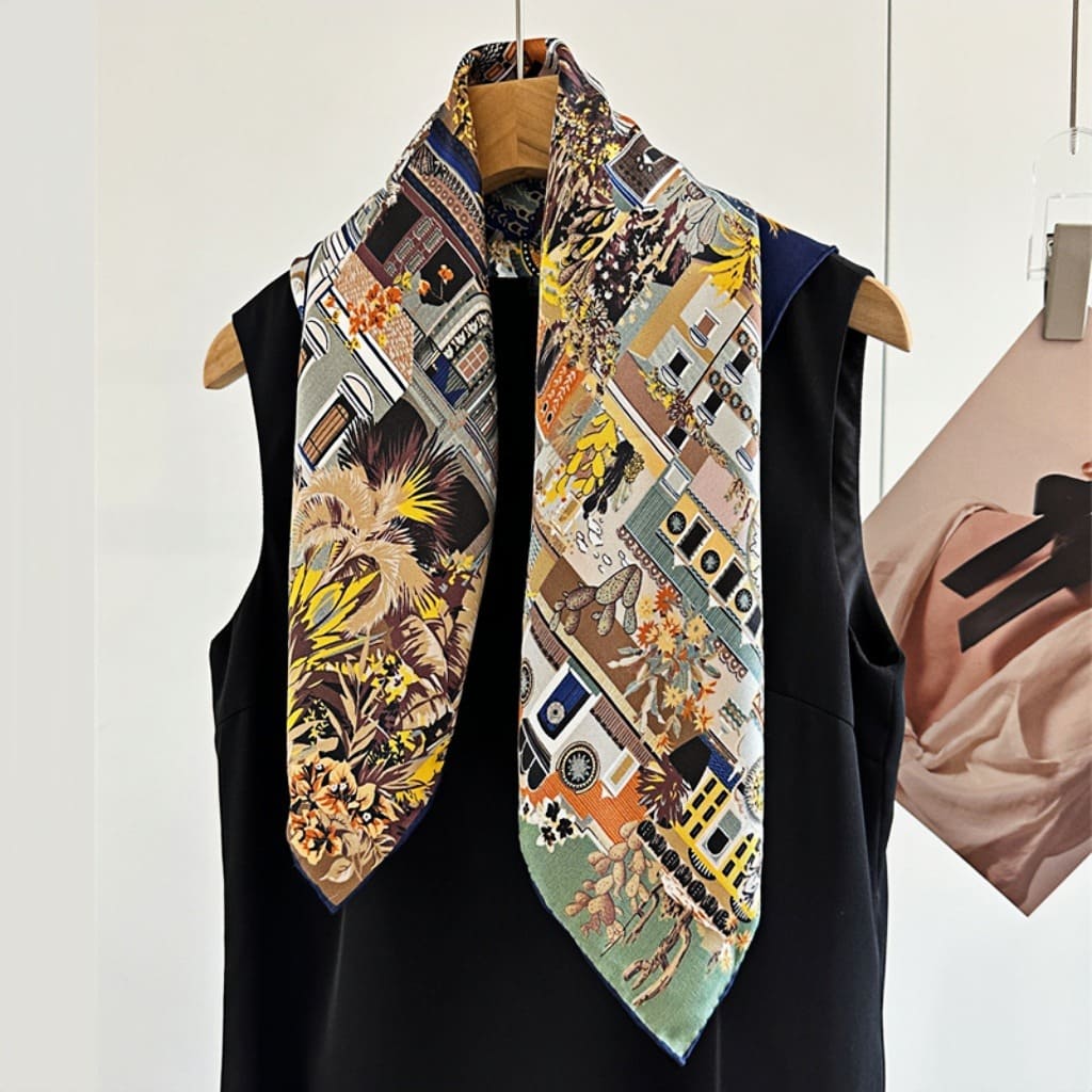 MaraSilk Pure Mulberry Silk Scarf - Square Italian Jacquard MS276