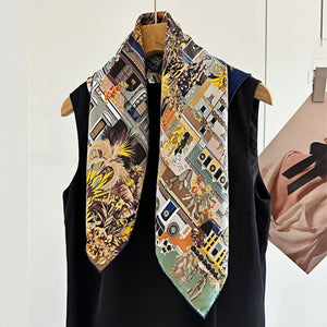 MaraSilk Pure Mulberry Silk Scarf - Square Italian Jacquard MS276