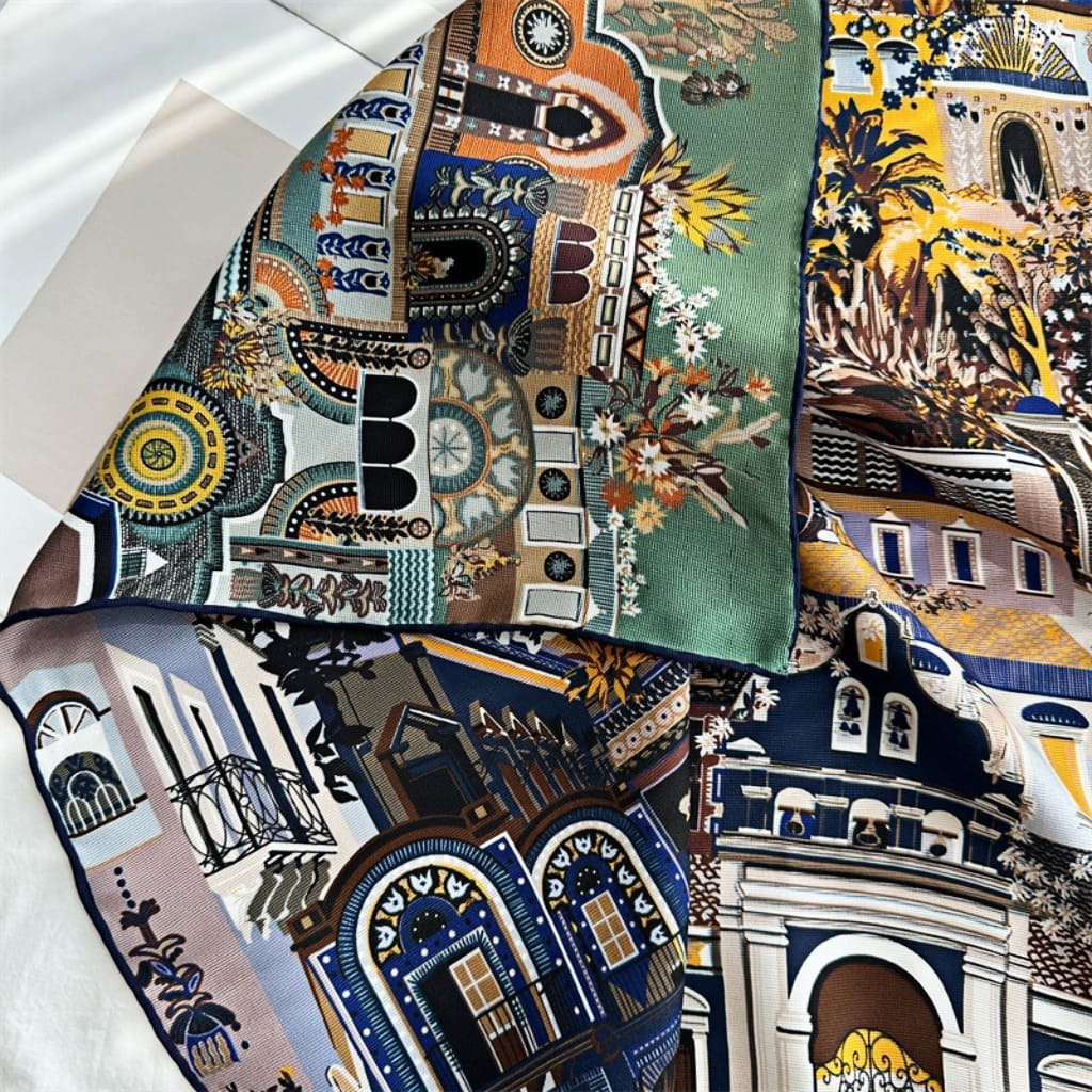 MaraSilk Pure Mulberry Silk Scarf - Square Italian Jacquard MS276