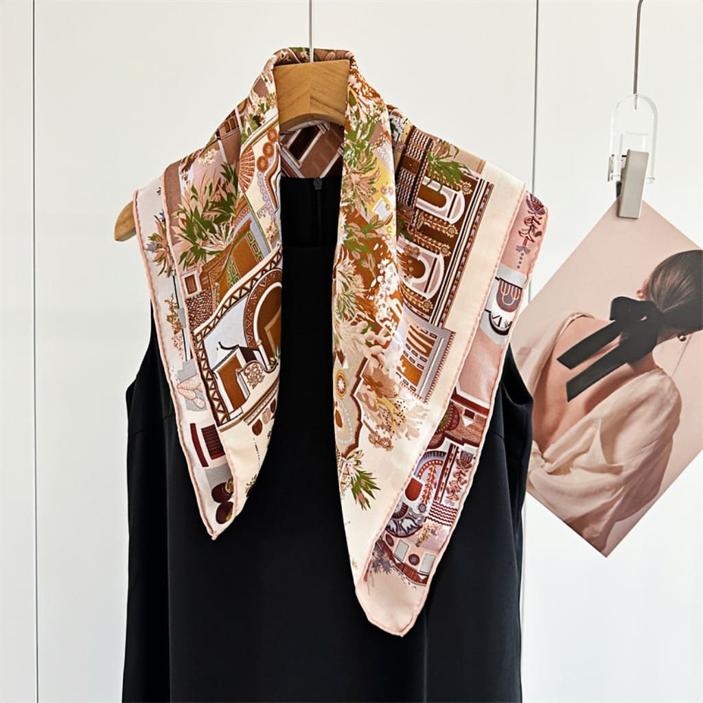 MaraSilk Pure Mulberry Silk Scarf - Square Italian Jacquard MS276