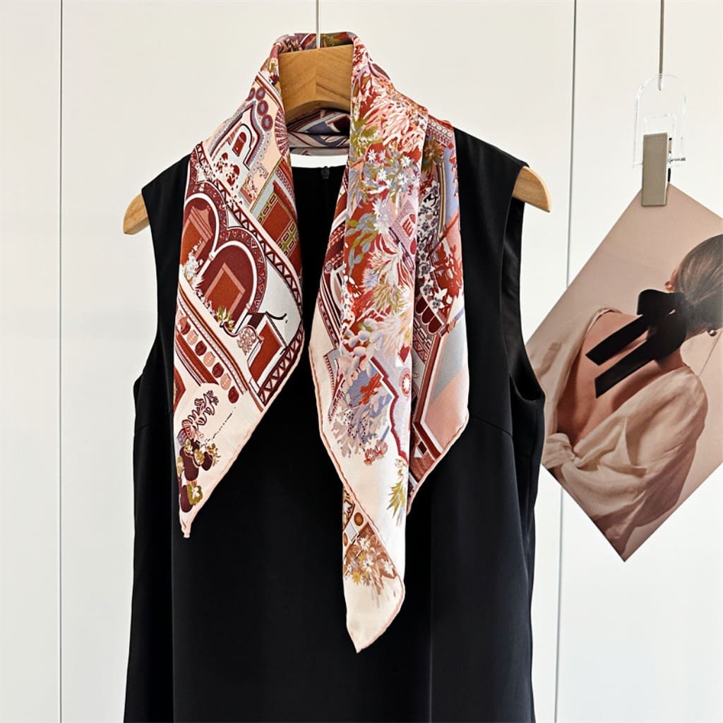 MaraSilk Pure Mulberry Silk Scarf - Square Italian Jacquard MS276