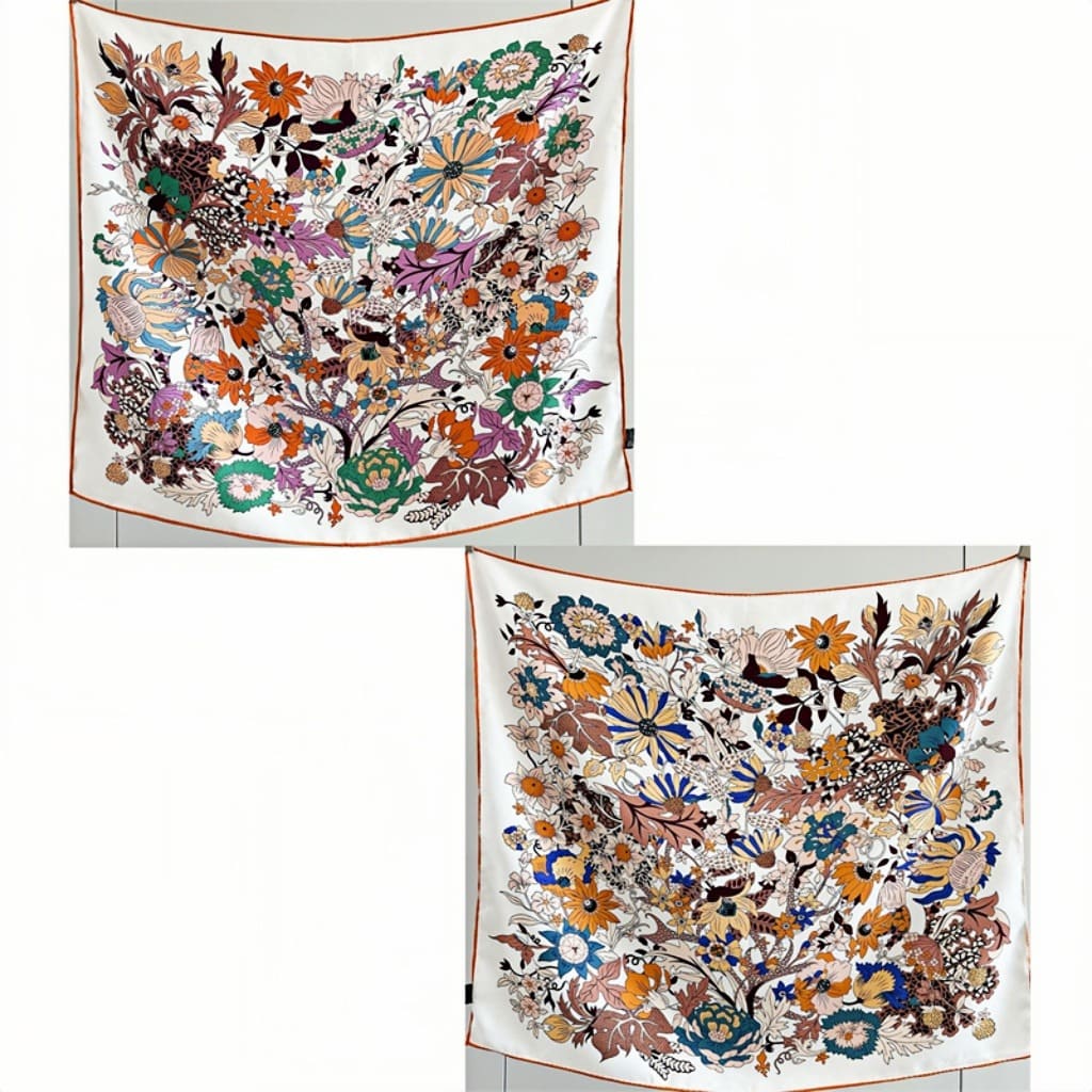 MaraSilk Pure Mulberry Silk Scarf - Square Italian Jacquard MS276 25" x 25" MS27609