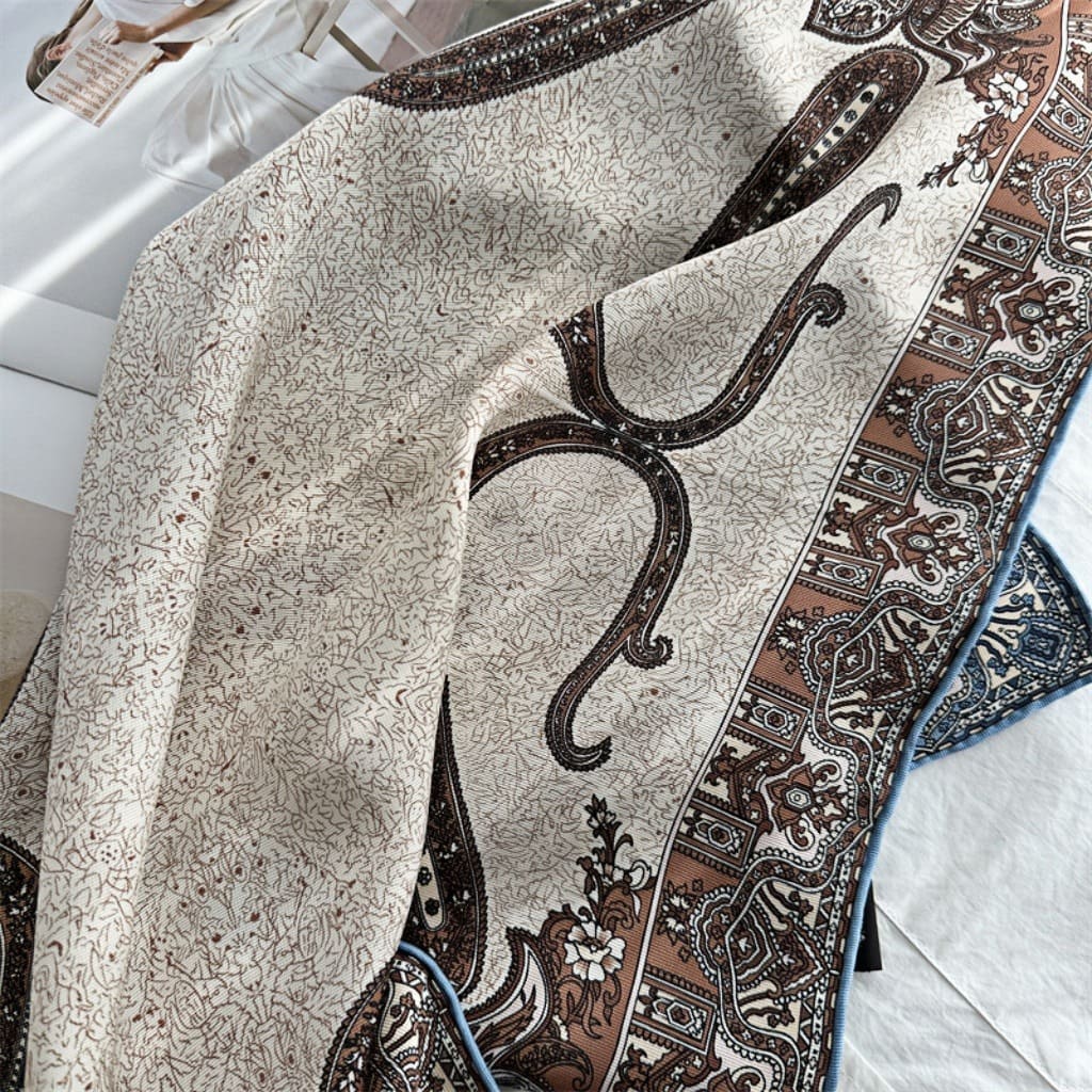 MaraSilk Pure Mulberry Silk Scarf - Square Italian Jacquard MS276