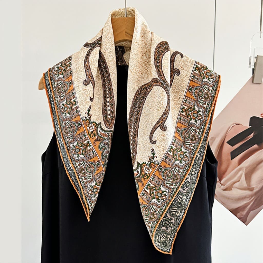 MaraSilk Pure Mulberry Silk Scarf - Square Italian Jacquard MS276