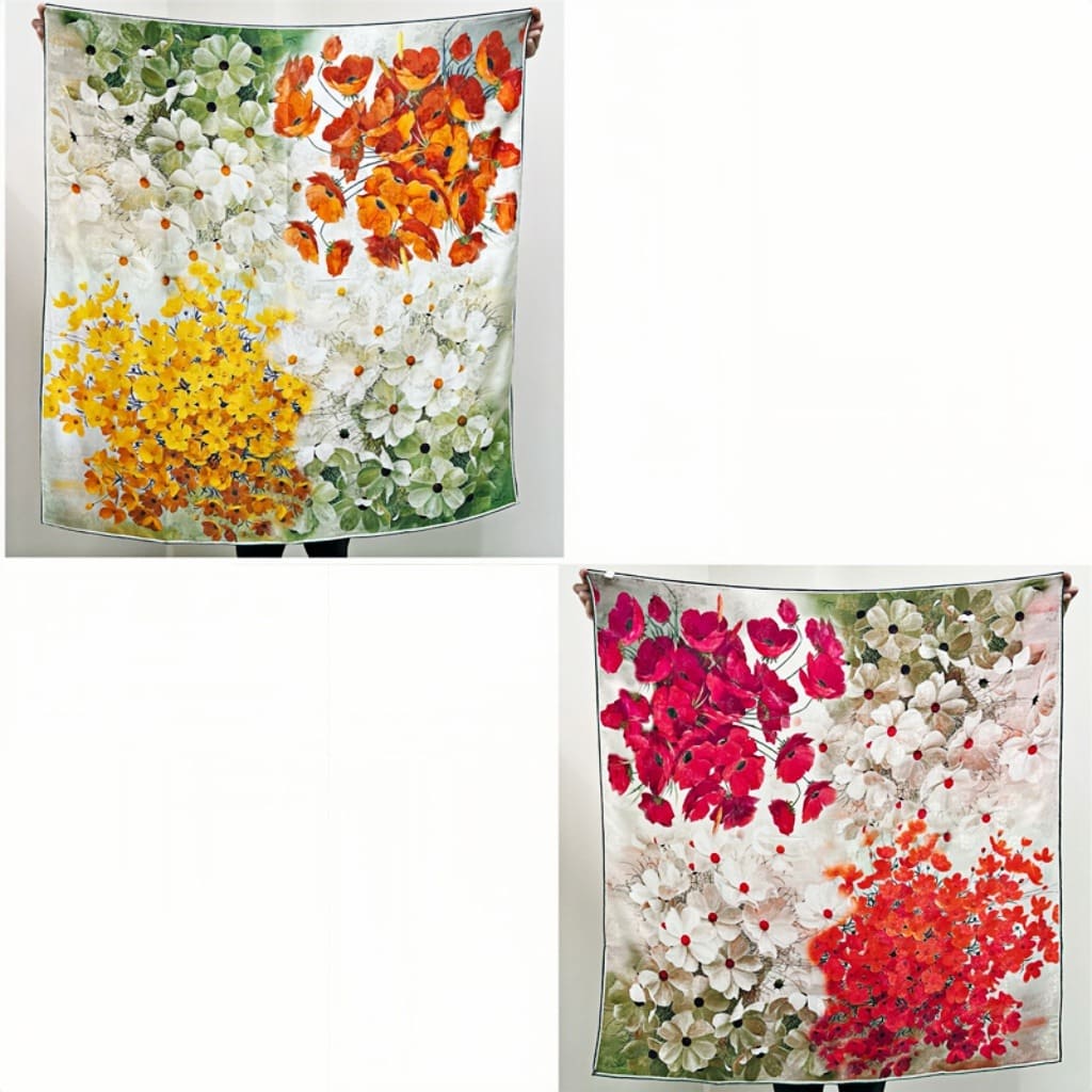 MaraSilk Pure Mulberry Silk Scarf - Square Jacquard MS468