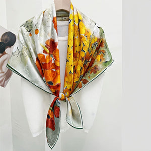 MaraSilk Pure Mulberry Silk Scarf - Square Jacquard MS468