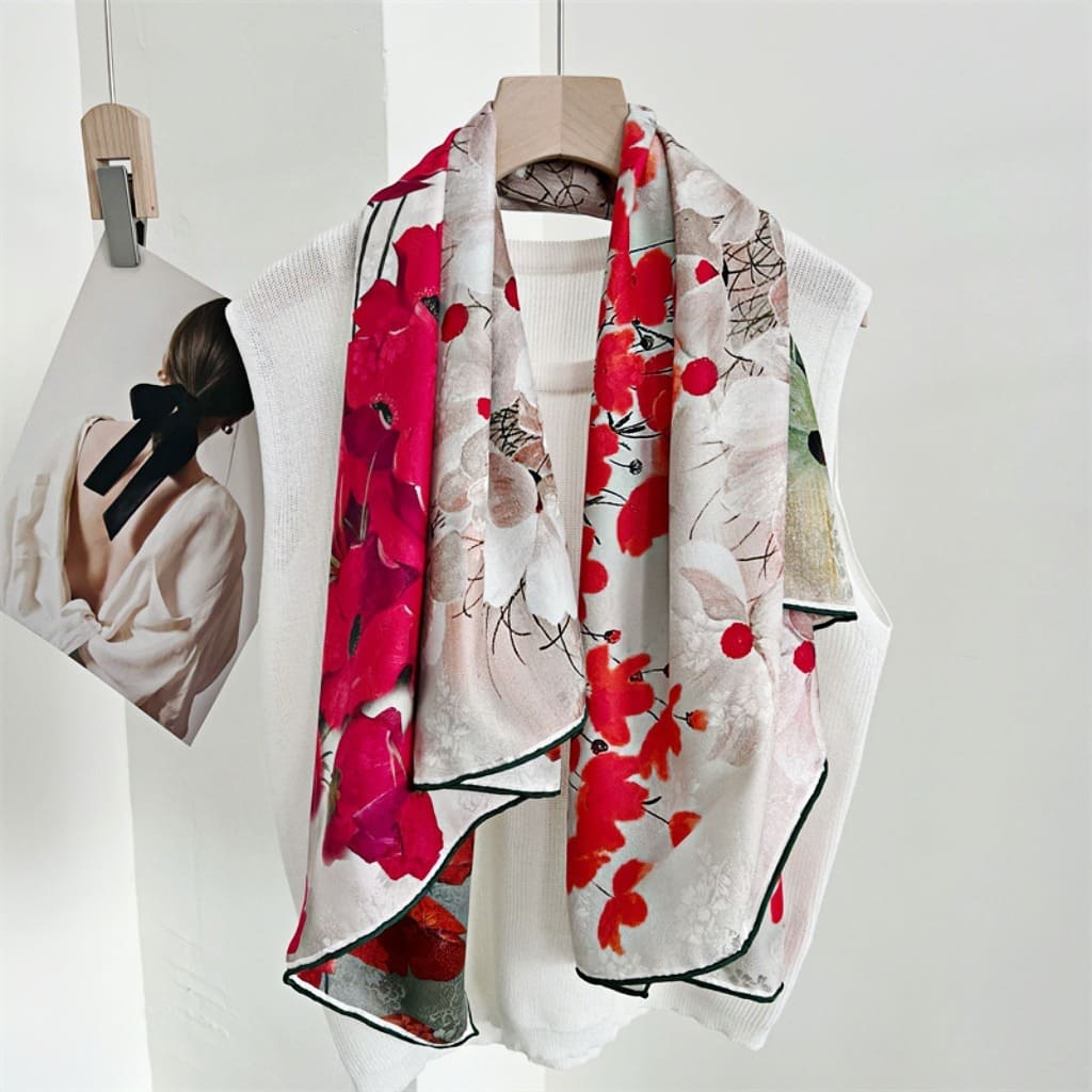 MaraSilk Pure Mulberry Silk Scarf - Square Jacquard MS468