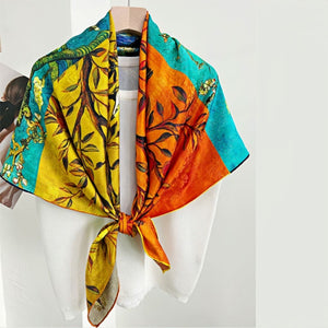 MaraSilk Pure Mulberry Silk Scarf - Square Jacquard MS468