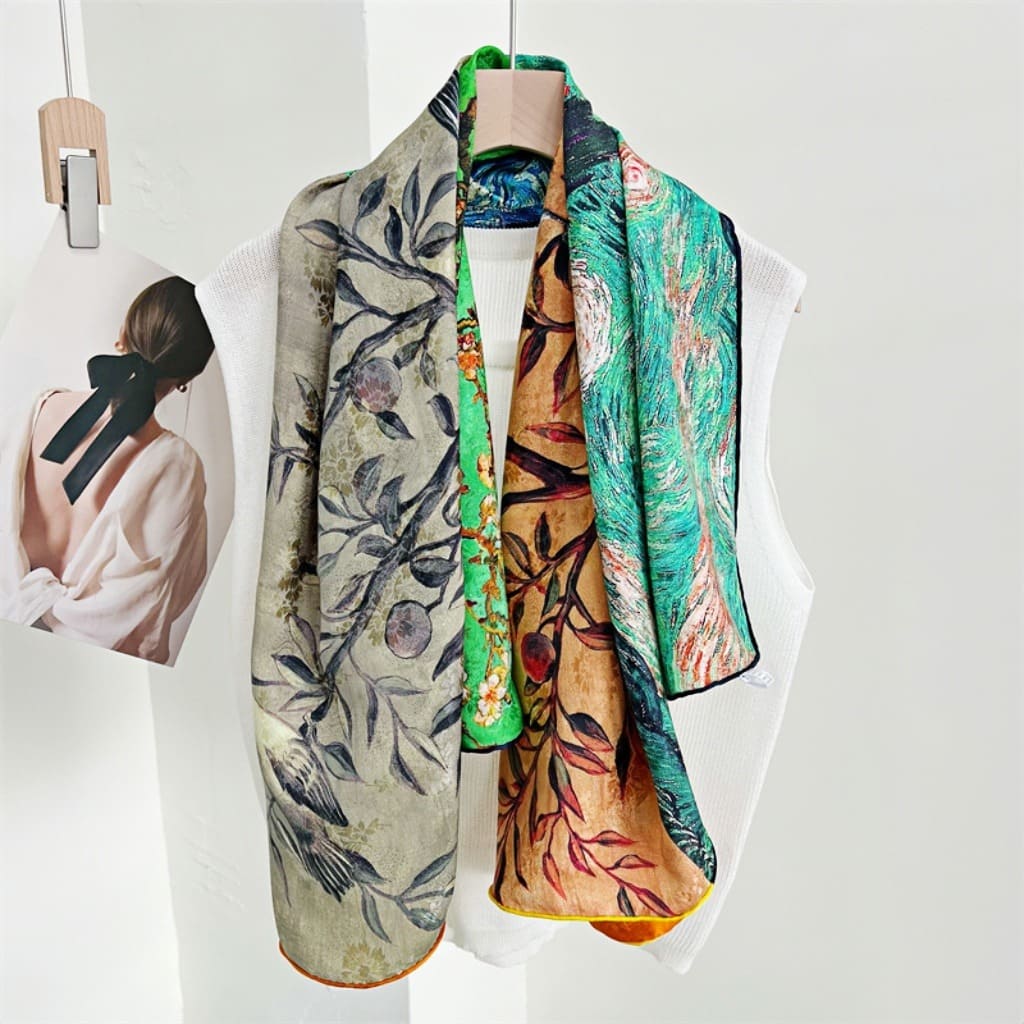 MaraSilk Pure Mulberry Silk Scarf - Square Jacquard MS468