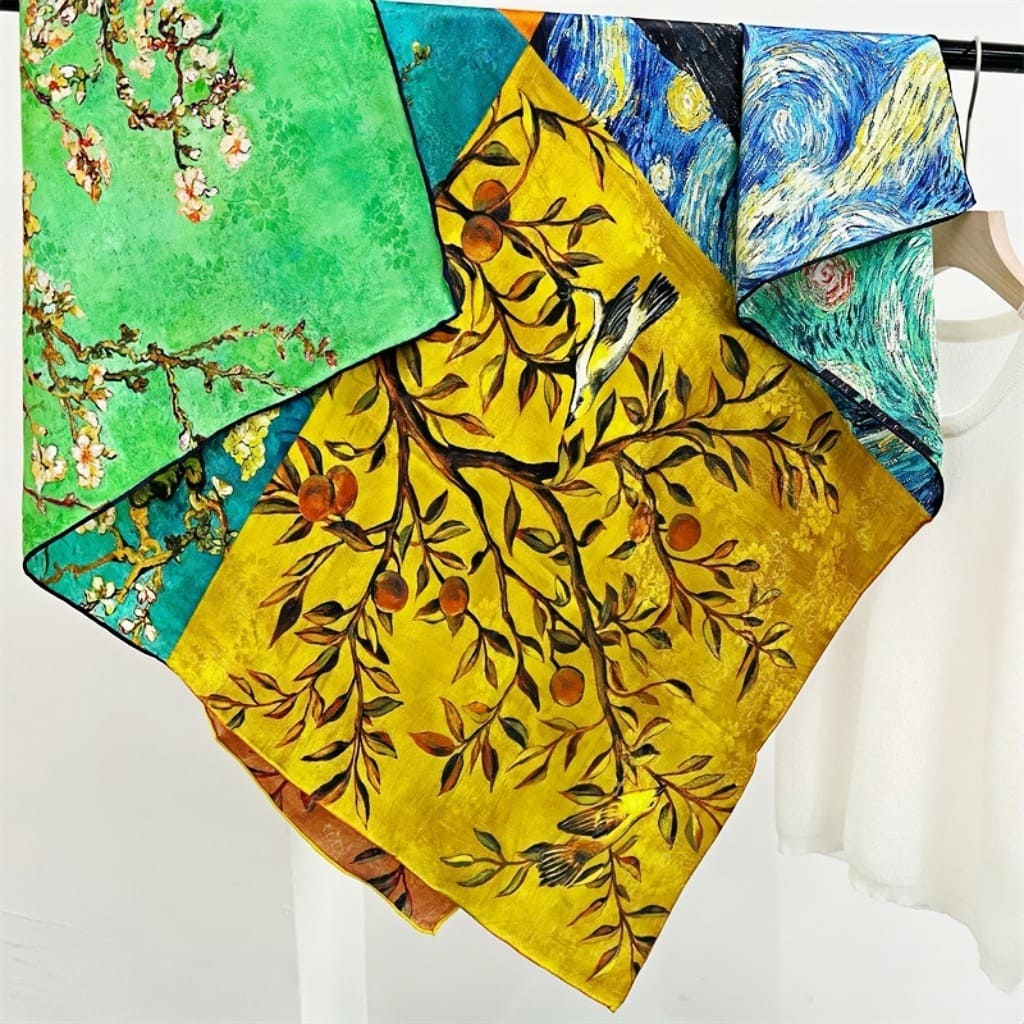 MaraSilk Pure Mulberry Silk Scarf - Square Jacquard MS468 41" x 41" MS46802