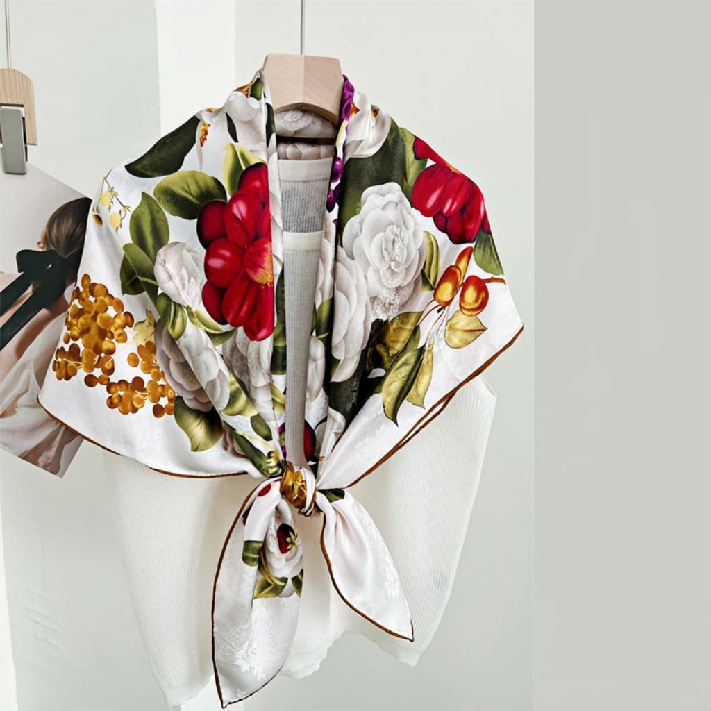 MaraSilk Pure Mulberry Silk Scarf - Square Jacquard MS468