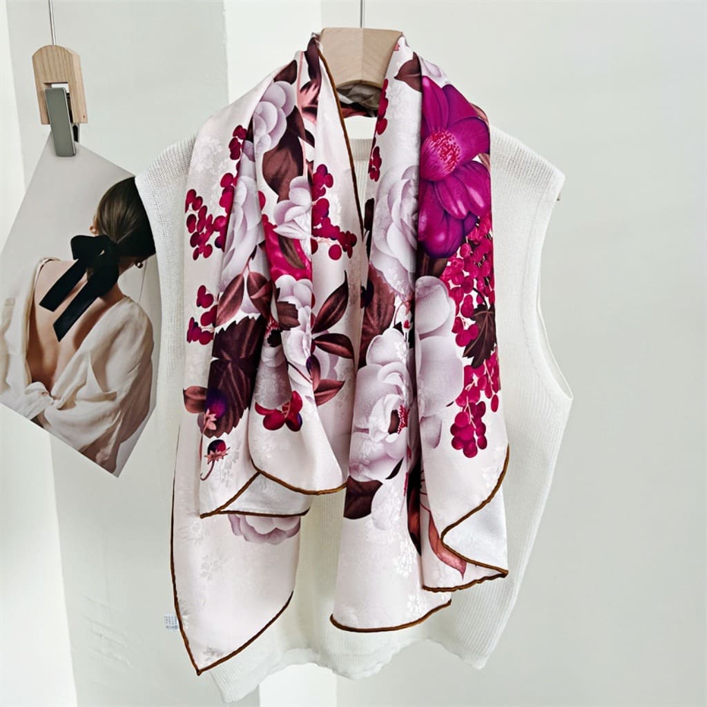 MaraSilk Pure Mulberry Silk Scarf - Square Jacquard MS468