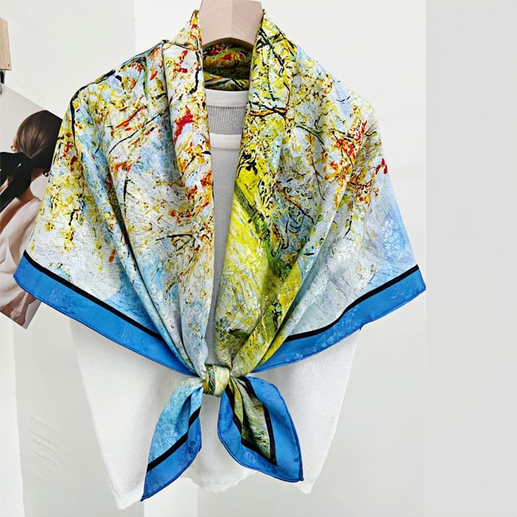 MaraSilk Pure Mulberry Silk Scarf - Square Jacquard MS468