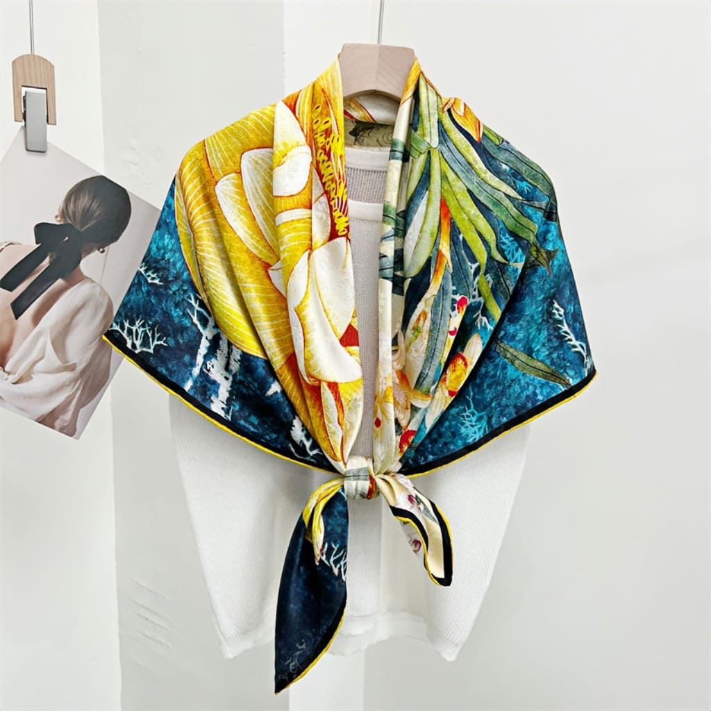 MaraSilk Pure Mulberry Silk Scarf - Square Jacquard MS468