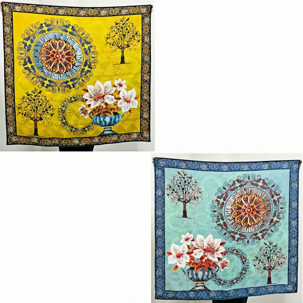 MaraSilk Pure Mulberry Silk Scarf - Square Jacquard MS468